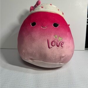 Pink and White Squishmallows with Love Embroidery
